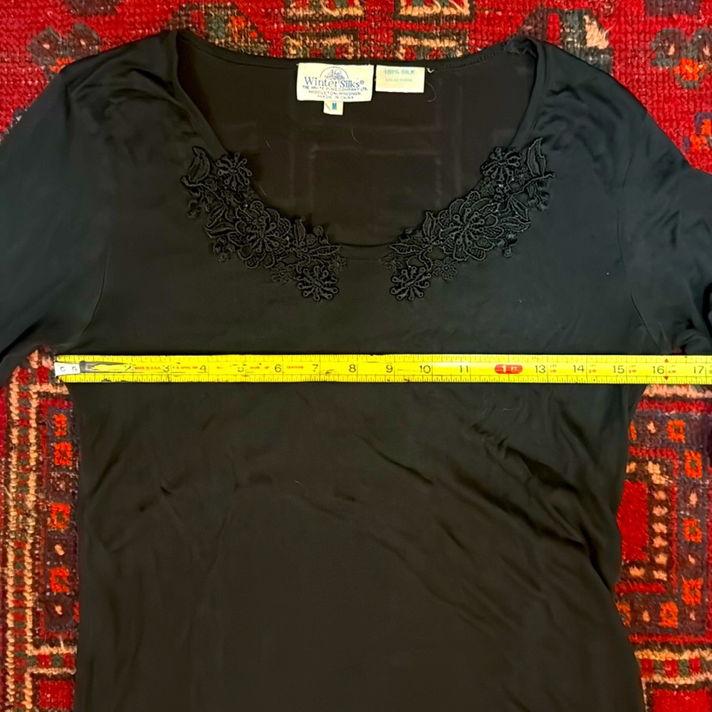 Vintage 90’s Winter Silks Under Silks 100% silk black long sleeve base layer M - Picture 4 of 5